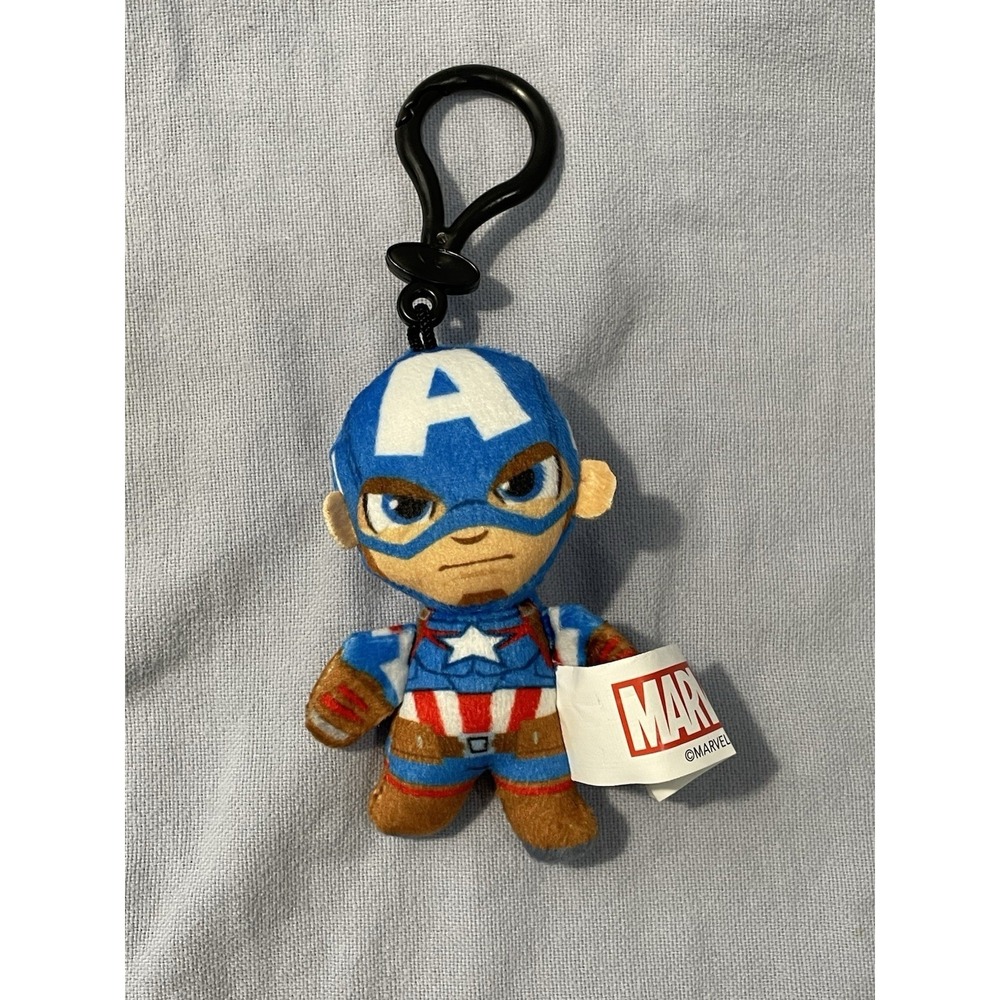 NWOT Marvel Avengers 3.5" Mini Plush Keychain Bag Clip - Captain America